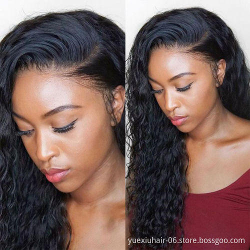 5x5 Transparent Lace Closure Human Hair Wig Vendors Natural Color Brazilian Water Wave Front Wigs For Black Women 180% Density